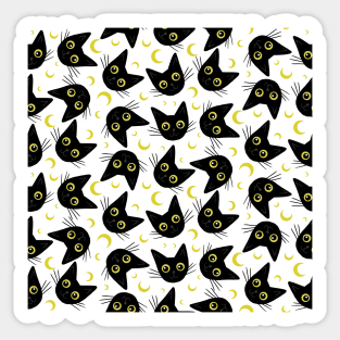 Black Cat and Yellow Moon Sticker